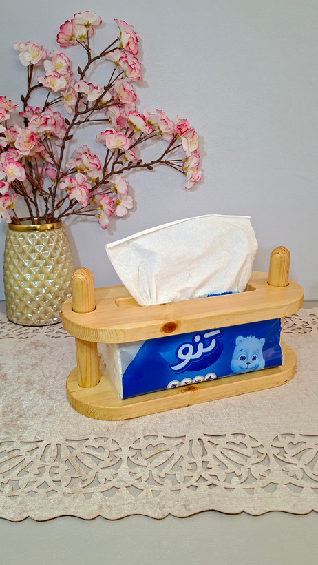 جا دستمال کاغذی چوبی متحرک مخصوص دستمال های اقتصادی